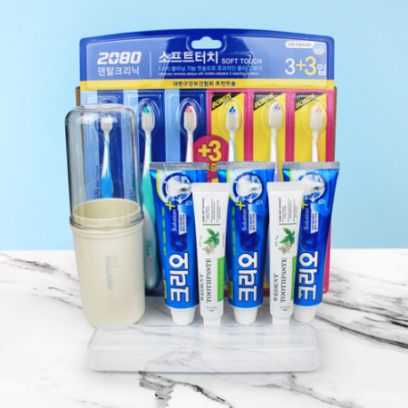 2080 3+3 미세모칫솔+크리오치약 120g+프리미엄 위덴치약 +양치컵+휴대용케이스 #3