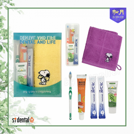 덴탈송월핸드타올4호 카밀핸드크림 오랄비미세모 가그린 칫솔치약세트 #2
