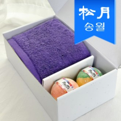 배스밤 수건 기프트세트 A (타올 170g 1+ 배스밤 2) 타올 배쓰밤 버블 바 입욕제 선물세트