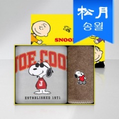 송월 스누피 비치+세면 기프트세트(조이쿨50 비치 타올 1 + 멜로우 심플 무지타올 1)