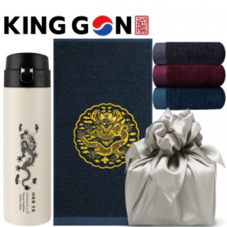 한국전통 에디션 곤룡포 왕용포 문양 원터치 텀블러 독도보틀 470ml 고급 타월 수건 보자기 선물세트 #2