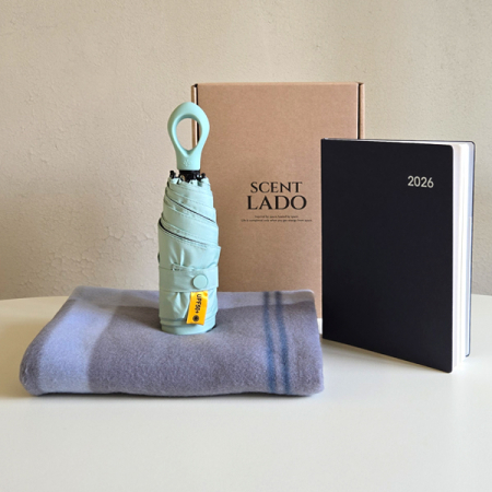 센트라도 패턴 담요+멀티고리 5단 양우산+에코스 다이어리 세트 #2