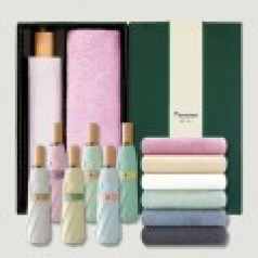 라이트핏 도토리파스텔 3단수동 암막양우산+송월타올라이트무지130g 우산타올 선물세트