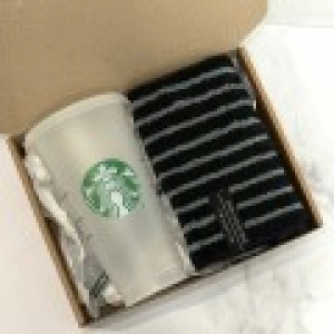 스타벅스 리유저블 벤티컵 709ml 송월 스트라이프 핸드타올 1P 고급띠지 손잡이 기프트박스 선물세트