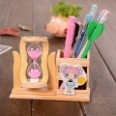 모래시계 나무 펜꽂이, 원목 필통