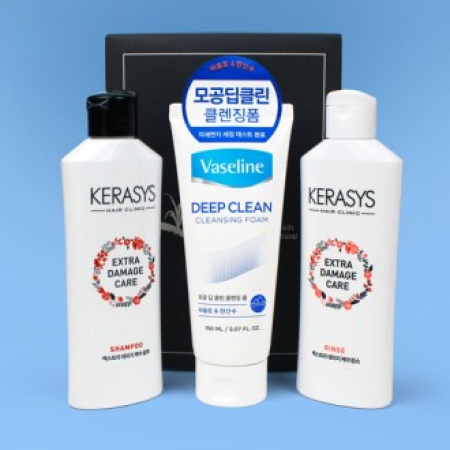 케라시스 샴푸+린스 180ml + 바세린 클렌징폼 150ml + 종이케이스 #2