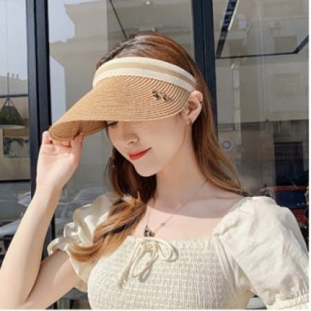 리본 썬캡 밀짚모자 라피아모자 여름모자 여성 버킷햇 #2