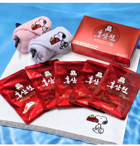 송월 스누피 핸드타올+정관장 홍삼원 50ml x5포 #2