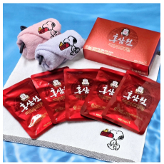 송월 스누피 핸드타올+정관장 홍삼원 50ml x5포