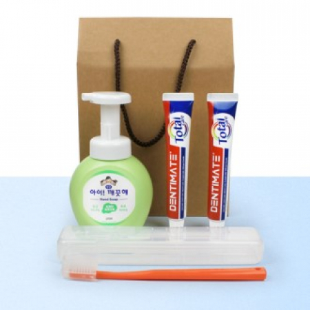 아이깨끗해 핸드워시 +크리오 치약 2개+크리오 미세모칫솔 1개+휴대용 치약칫솔케이스+끈케이스 #2