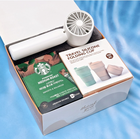 실리콘 텀블러 + 스타벅스 커피10p + 쿨링 냉각 선풍기 선물세트 #4