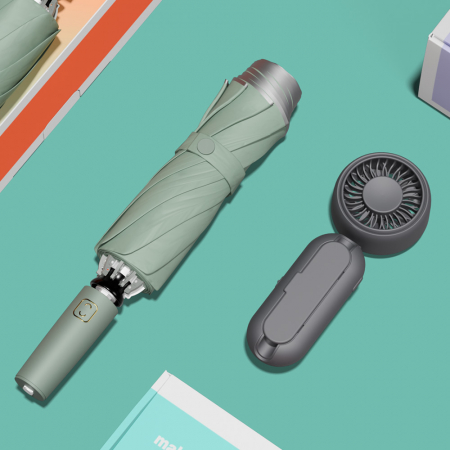 루티네 선물세트 거꾸로2세대 자동 암막 양우산 + 우산애착 미니 선풍기 #3