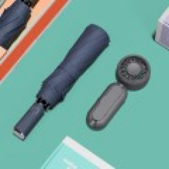 루티네 선물세트 베이직 자동 암막 양우산 + 우산애착 미니 선풍기