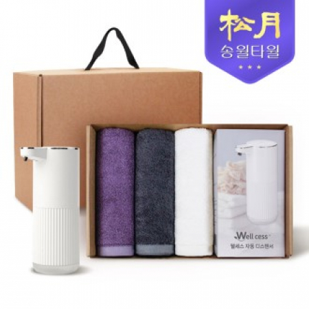 [송월타올] 디스펜서 기프트세트 04, 뱀부프리미엄무지 타올 180gx3P + 웰세스 디스펜서 360ml 1P #2