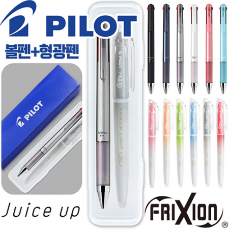 파이롯트 쥬스업3색 0.4mm + 지워지는프릭션라이트내추럴형광펜세트 #4