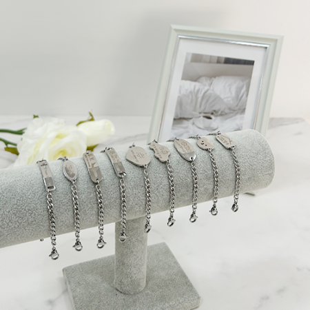 주문 제작 남자 여자 아동 어린이 치매 노인 미아 방지 써지컬 스틸 팔찌 #3