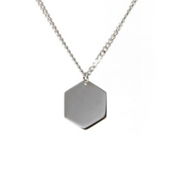 미아방지 치매안심  써지컬스틸 육각형 목걸이