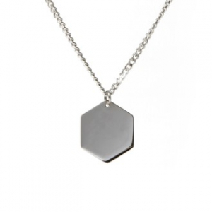 미아방지 치매안심  써지컬스틸 육각형 목걸이
