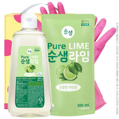 애경 순샘라임500용기 순샘300리필 고무장갑32cm 3종 #4