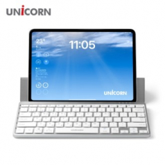 유니콘 다용도 가죽 케이스 블루투스 무선 키보드, 휴대용 블루투스 3채널 무선키보드 충전식 태블릿 스마트폰거치 BK-1200SB