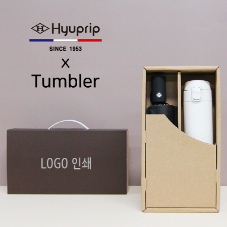 협립 3단 베이직 완전 자동 우산 + 모던 원터치 500ml 텀블러 세트 #2