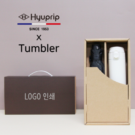 협립 3단 암막 고밀도 수동 우양산 + 모던 원터치 500ml 텀블러 세트 #2