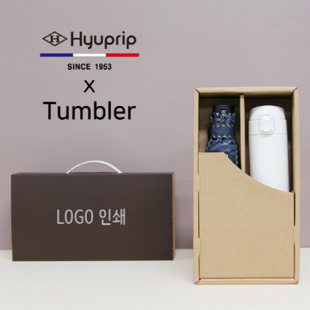 협립 3단 엠보 수동 우산 + 모던 원터치 500ml 텀블러 세트 #2