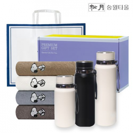 송월 프리미엄 선물 세트 (스누피 리버40 1P + 프리미엄온도텀블러 600ml / 800ml / 1000ml 1P) #3