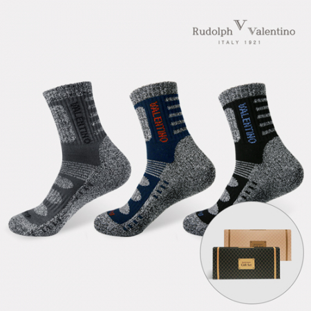 루돌프 발렌티노 중목 스포츠 쿠션 양말 (남) 3종 기프트 박스 #3