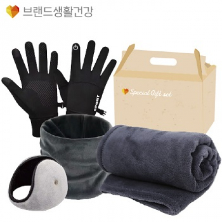 브랜드생활건강 방한용품세트 (방한장갑+벨벳목토시 넥워머+청음귀도리 귀마개+따뜻하고 부드러운 무릎담요) #3