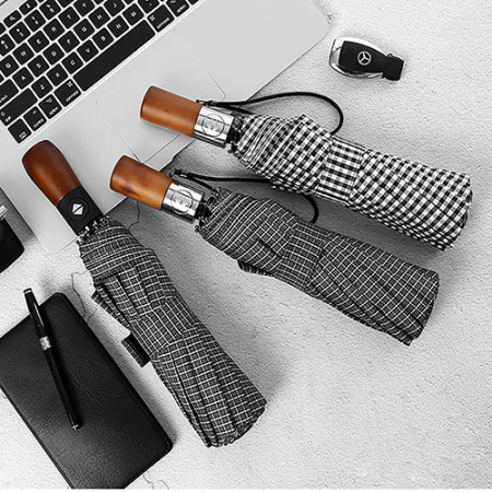 심플우드 체크 3단우산 #3