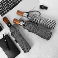 심플우드 체크 3단우산