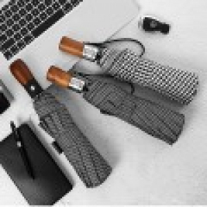 심플우드 체크 3단우산