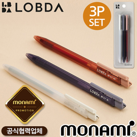 모나미 롭다볼펜2(0.7)(흑,청,적심)3P세트 #4