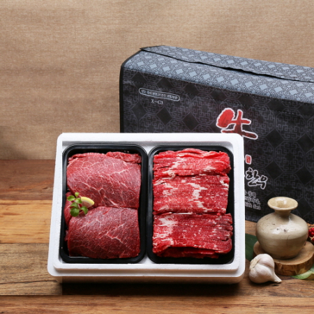 [안동한우정] 1등급 한우 정육실속 선물세트 7호(300g*2) 0.6k불고기 300g+국거리 300g #2