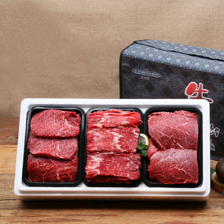 [안동한우정] 1등급 한우 정육실속 선물세트 3호(300g*3)0.9k불고기 300g+국거리 300g+산적 300g #2