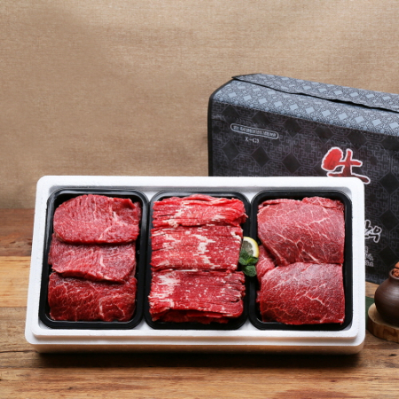 [안동한우정] 1등급 한우 정육 선물세트 2호(400g*3)1.2k불고기 400g+국거리 400g+산적 400g #2