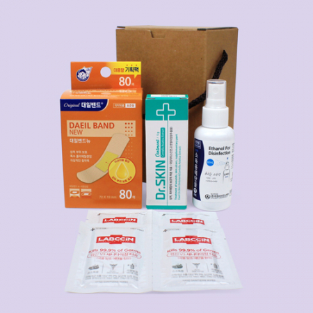 대일밴드 80매 + 닥터스킨연고 + 소독용에탄올 스프레이형 + 랩신 손소독 티슈 7종세트 #2