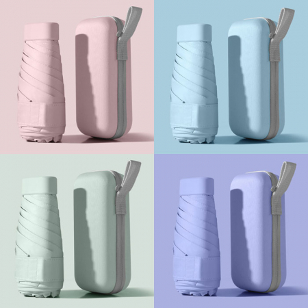 초경량 슬림 5단 미니우산 + 케이스포함, 우양산 초소형 접이식 암막 판촉 인쇄 휴대용 #3