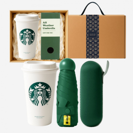 스타벅스 리유저블 그란데컵 473ml + UV 3단 양우산 고급띠지 손잡이 기프트박스 선물세트 #3