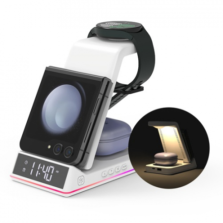 리큐엠 5in1 접이식 고속무선충전기 LED 무드등 알람시계 L5100S #3