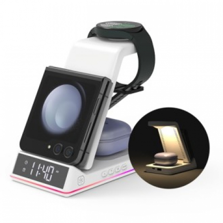 리큐엠 5in1 접이식 고속무선충전기 LED 무드등 알람시계 L5100S #2