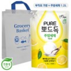 슬기로운 가정생활 세트 1호(피죤 퓨어 뽀드득 주방세제 1.2L+리유저블 부직포 장바구니)