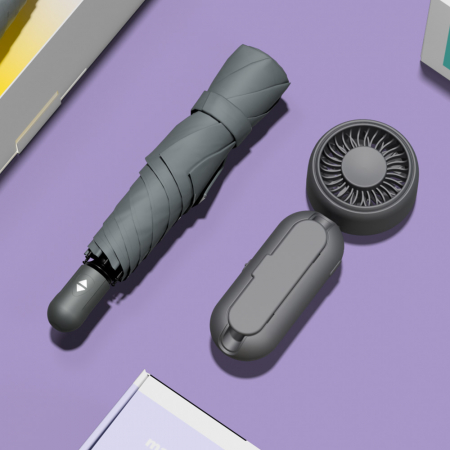 루티네 선물세트 핸디 자동 암막 양우산 + 우산애착 미니 선풍기 #3