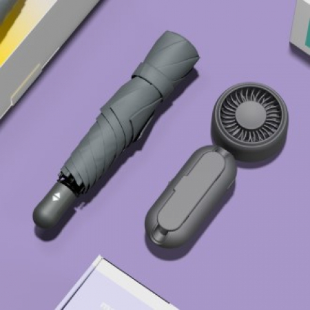 루티네 선물세트 핸디 자동 암막 양우산 + 우산애착 미니 선풍기 #2