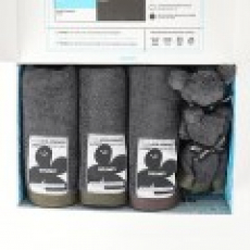 브룸피 프리미엄 뱀부 타올 기프트 세트 220g 40수 수건 다크그레이, 타월 3개입+핸드타월 2개입