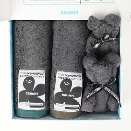 브룸피 프리미엄 뱀부타올 기프트세트(타월2장+핸드타올2장) 220g 40수 수건 다크그레이 #2