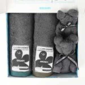 브룸피 프리미엄 뱀부타올 기프트세트(타월2장+핸드타올2장) 220g 40수 수건 다크그레이