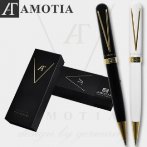 아모티아발루아매트모노블랙화이트볼펜+가죽파우치
