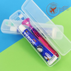 투명케이스+페리오+미세모칫솔+혀크리너 휴대용 양치세트 치약칫솔세트